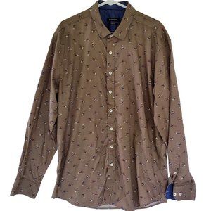 Bugatchi Casual Shirt Men's XL Snowboard Downhill Ski Boogie Board Button Brown